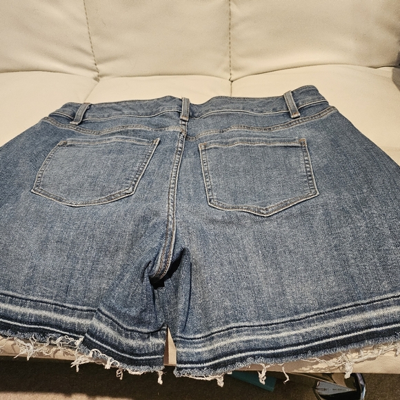 LANE Bryant Women’s Denim Medium Wash Shorts Distressed Raw Open hem Size 14. - Picture 2 of 3